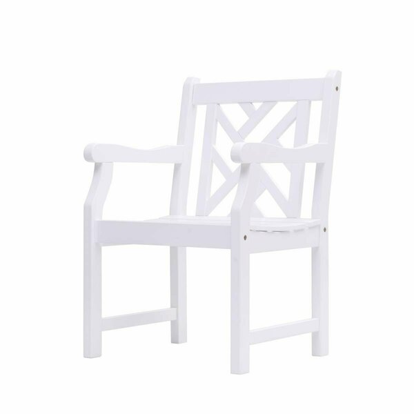 Homeroots 36 x 22 x 22 in. White Patio Armchair with Diagonal Design 389998